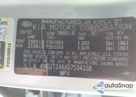 2013 Kia Soul + from USA, damaged, VIN KNDJT2A6XD7534338